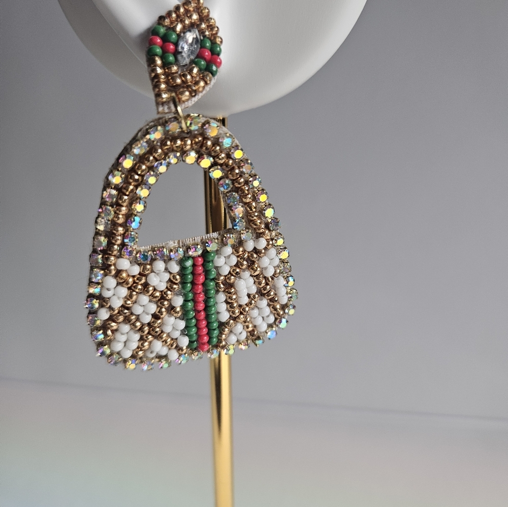 Seed beaded Statement Earrings - Picture 6 of 8